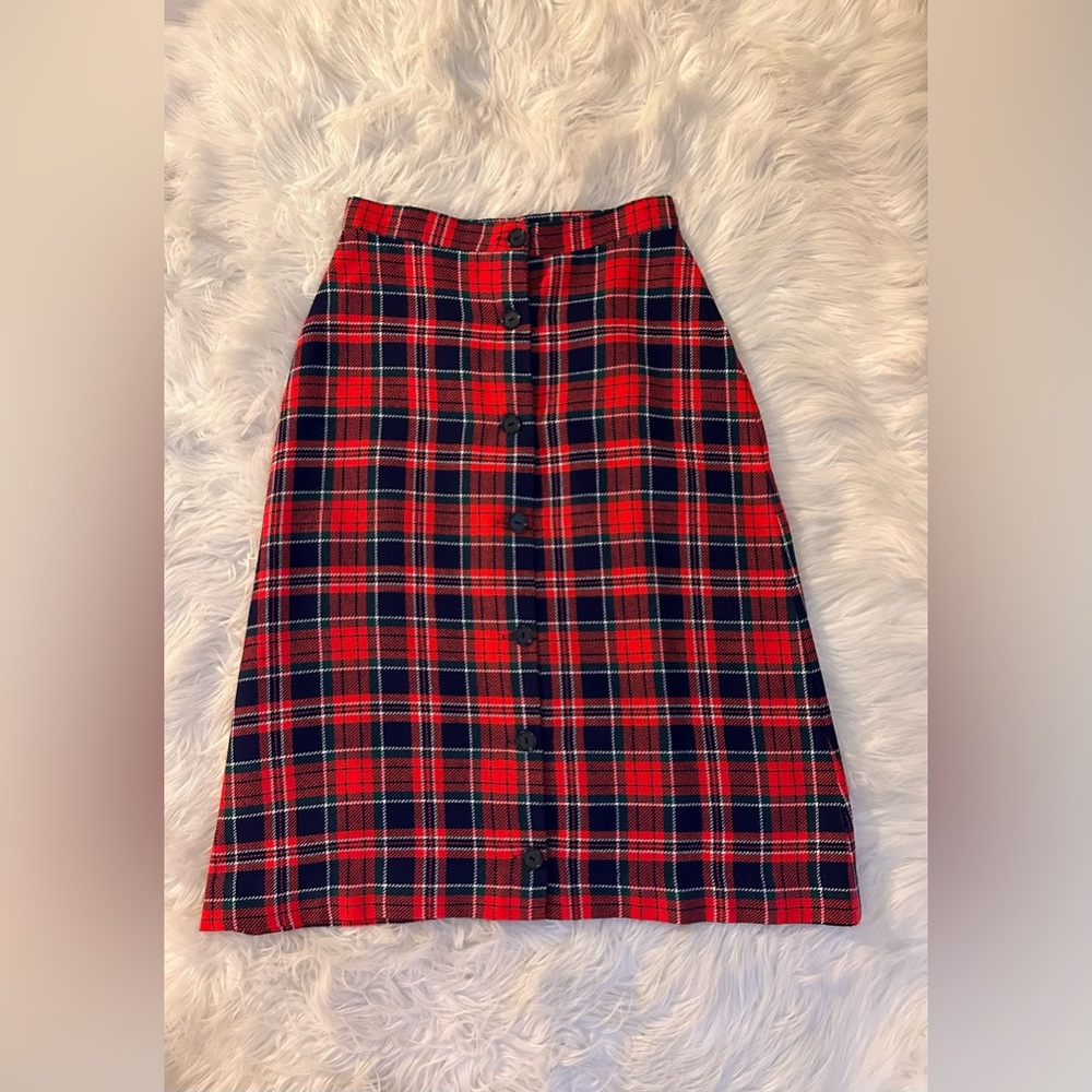 Vintage plaid button down skirt size: M